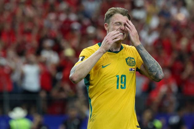 ARLINGTON, TX - JULY 03: Harry Souttar 19 of Australia reacts after missing a penalty kick after extra time during the FIFA World Cup, WM, Weltmeisterschaft, Fussball 2026 Round of 32 match between Australia and Egypt on July 3, 2026, at Dallas Stadium in Dallas, Texas. (Photo by David Buono Icon Sportswire) SOCCER: JUL 03 FIFA World Cup 26 Round of 32 - Australia vs Egypt EDITORIAL USE ONLY Icon260703055