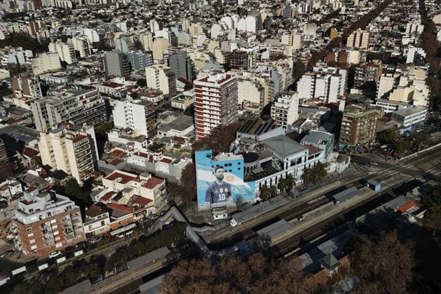 Murals across Buenos Aires depict football legends Diego Maradona and Messi BUENOS AIRES, ARGENTINA – JULY 3: A mural depicting football legend Lionel Messi is seen in Buenos Aires, Argentina, on July 3, 2026. Buenos Aires is home to dozens of murals depicting football legends Lionel Messi and Diego Maradona, turning the city s streets into an open-air gallery. Neighborhoods including La Paternal, San Telmo, Palermo, La Boca, and Villa del Parque feature vibrant street art paying tribute to Argentina s two greatest football icons. The city s football culture also extends beyond the murals, with fans dressed as Messi and Maradona and shops displaying merchandise dedicated to both players. Matias Baglietto Anadolu Buenos Aires Argentina. Editorial use only. Please get in touch for any other usage.  Copyright: x2026xAnadoluxMatiasxBagliettox