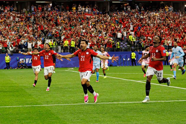 Players of Egypt seen celebrating after winning penalty shootout during FIFA World Cup, WM, Weltmeisterschaft, Fussball 2026 game between national teams of Australia and Egypt (Grzegorz Wajda Ball Raw Images) Arlington Dallas Stadium USA Copyright: xGrzegorzxWajdax grzegorzwajda_australia_egypt_2526_7-25