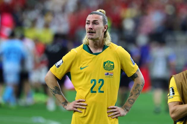 Jackson Irvine of Australia visibly upset after Australia lose to Egypt in a penalty shoot out during the FIFA World Cup, WM, Weltmeisterschaft, Fussball 2026 last 32 match between Australia and Egypt at AT&T Stadium, Dallas, USA on 3 July 2026. Copyright: xPeterxDovganx 45210062