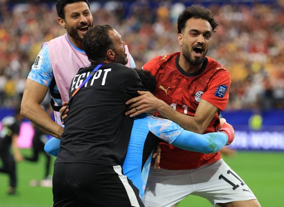ARLINGTON, TEXAS - JULY 3: Mostafa Ziko of Egypt celebrates after the FIFA World Cup, WM, Weltmeisterschaft, Fussball 2026 Round Of 32 match between Australia and Egypt at Dallas Stadium on July 3, 2026 in Arlington, United States.  Copyright: xMBxMediax