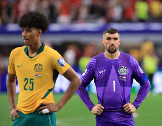 ARLINGTON, TEXAS - JULY 3: Australia goalkeeper Mathew Ryan shows dejection after the FIFA World Cup, WM, Weltmeisterschaft, Fussball 2026 Round Of 32 match between Australia and Egypt at Dallas Stadium on July 3, 2026 in Arlington, United States.  Copyright: xMBxMediax