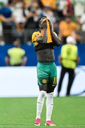 Awer Mabil of Australia looks dejected during a FIFA Men’s World Cup 2026 round of 32 football match between Australia and Egypt at Dallas Stadium, in Arlington on July 03 2026 (Photo by Nayra Halm SPP)  Copyright: xNayraxHalm SPPx Sportspressphoto_SPR184199