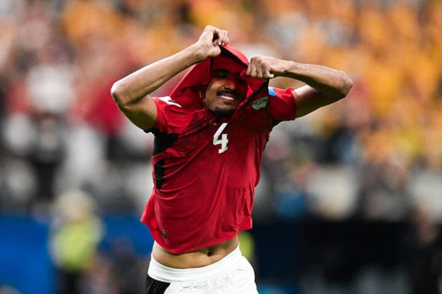 Hossam Abdelmaguid of Egypt celebrates scoring in penalty kicks and winning the FIFA Men’s World Cup 2026 round of 32 football match between Australia and Egypt at Dallas Stadium, in Arlington on July 03 2026 (Photo by Nayra Halm SPP)  Copyright: xNayraxHalm SPPx Sportspressphoto_SPR184201
