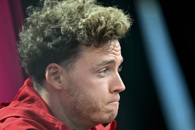 Belgium s Maxim De Cuyper pictured during a press moment of Belgian national soccer team Red Devils, on Friday 03 July 2026 in their base camp, home of the Seattle Sounders, Renton, Seattle, USA. The Rode Duivels - Diables Rouges qualified for the knockout stage of the 2026 FIFA World Cup, WM, Weltmeisterschaft, Fussball where they ll meet USA in the round of 16 on July 7th. DIRKxWAEM  x180284607x