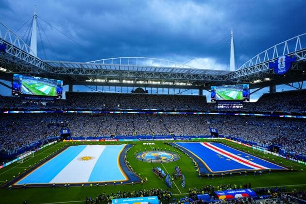 Argentina and Cape Verde flags in the Miami Stadium Argentina v Cape Verde, 2026 FIFA World Cup, WM, Weltmeisterschaft, Fussball Round of 32, Football, Miami Stadium, Miami, Florida, USA - 03 Jul 2026Miami Miami Stadium Florida (FL) United States of America  Copyright: xJavierxGarcia Shutterstockx 16975460x