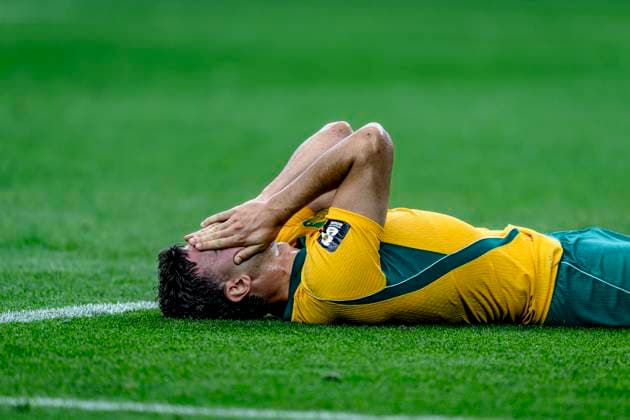 DALLAS - Alessandro Circati of Australia is disappointed during the 2026 World Cup match between Australia and Egypt at Dallas Stadium on July 3, 2026, in Dallas, United States. (Photo by Stefan Koops EYE4IMAGES DeFodi Images) - *** DALLAS: Alessandro Circati of Australia looks disappointed during the 2026 World Cup match between Australia and Egypt at Dallas Stadium on July 3, 2026, in Dallas, United States. Photo by Stefan Koops, EYE4IMAGES, DeFodi Images