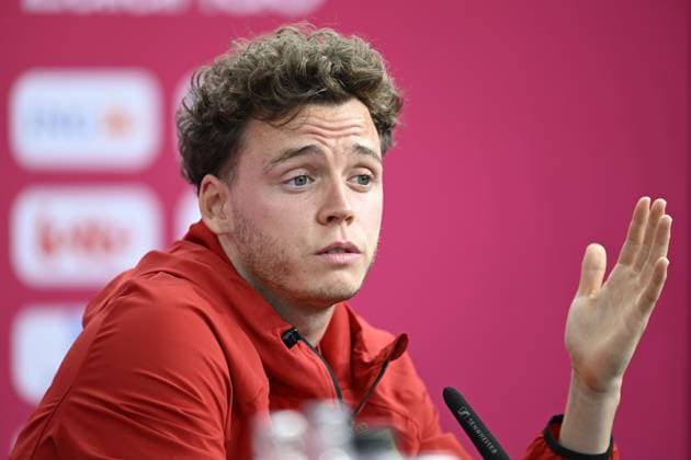 Belgian national football team - FIFA World Cup, WM, Weltmeisterschaft, Fussball 2026 - media activities 03 07 2026 RENTON, UNITED STATES OF AMERICA - JULY 03 : De Cuyper Maxim defender of Belgium talking to the press during a press conference, PK, Pressekonferenz of the Belgian national football team during the FIFA World Cup 2026 on July 3, 2026 in Renton, United States of America, 03 07 2026 Renton United States of America  Copyright: xNicoxVereeckenx
