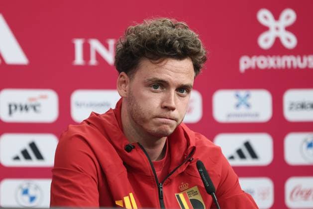 Belgium s Maxim De Cuyper pictured during a press conference, PK, Pressekonferenz of Belgian national soccer team Red Devils, on Friday 03 July 2026 in their base camp, home of the Seattle Sounders, Renton, Seattle, USA. The Rode Duivels - Diables Rouges qualified for the knockout stage of the 2026 FIFA World Cup, WM, Weltmeisterschaft, Fussball where they ll meet USA in the round of 16 on July 7th. BRUNOxFAHY  x180285119x
