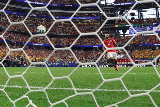 ARLINGTON, TX - JULY 03: Mohamed Salah 10 of Egypt scores in penalty kicks during the FIFA World Cup, WM, Weltmeisterschaft, Fussball 2026 Round of 32 match between Australia and Egypt on July 3, 2026, at Dallas Stadium in Dallas, Texas. (Photo by David Buono Icon Sportswire) SOCCER: JUL 03 FIFA World Cup 26 Round of 32 - Australia vs Egypt EDITORIAL USE ONLY Icon260703074