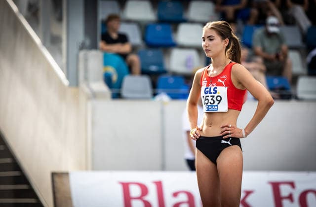 Deutsche Meisterschaften U23 U18; Bochum-Wattenscheid, 03.07.2026 Fokussiert: Anna Hense (LG Olympia Dortmund) am Start ihres 400m-Vorlaufs; Deutsche Meisterschaften U23 U18 am 03.07.2026 im Lohrheidestadion in Bochum-Wattenscheid (Nordrhein-Westfalen). *** German U23 and U18 Championships, Bochum-Wattenscheid, July 3, 2026: A focused Anna Hense of LG Olympia Dortmund at the starting line of her 400-meter preliminary heat at the German U23 and U18 Championships on July 3, 2026, at Lohrheidestadion in Bochum-Wattenscheid, North Rhine-Westphalia Copyright: xBEAUTIFULxSPORTS R.xSchmittx