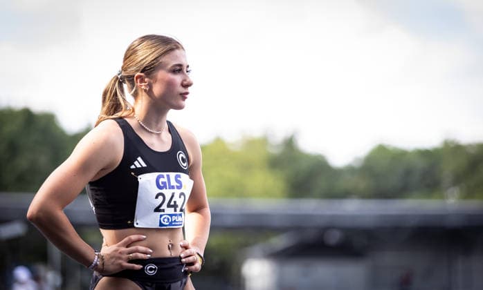 Deutsche Meisterschaften U23 U18; Bochum-Wattenscheid, 03.07.2026 Fokussiert: Lena Leege (SCC Berlin) am Start ihres 400m-Vorlaufs; Deutsche Meisterschaften U23 U18 am 03.07.2026 im Lohrheidestadion in Bochum-Wattenscheid (Nordrhein-Westfalen). *** German U23 and U18 Championships, Bochum Wattenscheid, July 3, 2026: Lena Leege of SCC Berlin, focused at the starting line of her 400-meter preliminary heat at the German U23 and U18 Championships on July 3, 2026, at Lohrheidestadion in Bochum-Wattenscheid, North Rhine-Westphalia Copyright: xBEAUTIFULxSPORTS R.xSchmittx