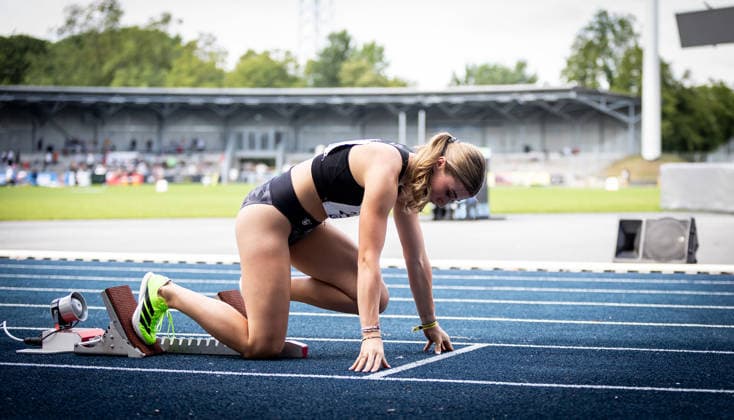 Deutsche Meisterschaften U23 U18; Bochum-Wattenscheid, 03.07.2026 Im Startblock: Lena Leege (SCC Berlin) im 400m-Vorlauf; Deutsche Meisterschaften U23 U18 am 03.07.2026 im Lohrheidestadion in Bochum-Wattenscheid (Nordrhein-Westfalen). *** German U23 and U18 Championships, Bochum Wattenscheid, July 3, 2026: Lena Leege of SCC Berlin in the starting blocks for the 400m preliminary round at the German U23 and U18 Championships on July 3, 2026, at Lohrheidestadion in Bochum-Wattenscheid, North Rhine-Westphalia Copyright: xBEAUTIFULxSPORTS R.xSchmittx