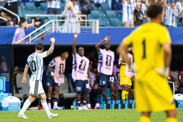 260704 Lionel Messi of Argentina celebrates after scoring 1-0 during the FIFA World Cup, WM, Weltmeisterschaft, Fussball 2026 round of 32 football match between Argentina and Cabo Verde on July 4, 2026 in Miami. Photo: Jon Olav Nesvold BILDBYRAN COP 217 JE0139 fotboll football soccer fotball vm fotbolls-vm fotball-vm fotbolls-vm 2026 fifa world cup 2026 sextondelsfinal round of 32 23 bbeng jubel *** July 4, 2026: Lionel Messi of Argentina celebrates after scoring the 1-0 goal during the FIFA World Cup 2026 Round of 32 soccer match between Argentina and Cape Verde on July 4, 2026 in Miami. Photo by Jon Olav Nesvold. BILDBYRAN COP 217 JE0139 soccer football fotball World Cup soccer World Cup 2026 FIFA World Cup 2026 Round of 32 23 bbeng celebration  Copyright: JONxOLAVxNESVOLD BB260704JE043