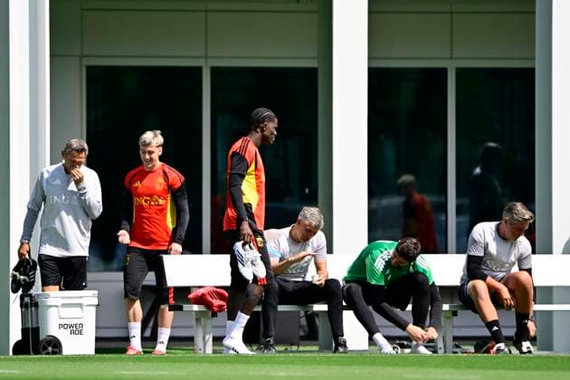 Belgian national football team - FIFA World Cup, WM, Weltmeisterschaft, Fussball 2026 - media activities 03 07 2026 RENTON, UNITED STATES OF AMERICA - JULY 03 : Saelemaekers Alexis midfielder of Belgium, Onana Amadou midfielder of Belgium pictured during a training session of the Belgian national football team during the FIFA World Cup 2026 on July 3, 2026 in Renton, United States of America, 03 07 2026 Renton United States of America  Copyright: xJanxDexMeuleneirx