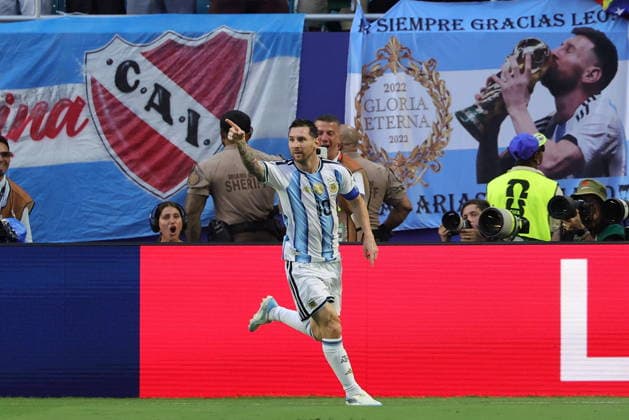 FIFA World Cup, WM, Weltmeisterschaft, Fussball 2026 - Round of 32 - Argentina vs Cape Verde Lionel Messi of Argentina celebrates scoring the 1-0 goal during the FIFA World Cup 2026 Round of 32 match Argentina against Cape Verde, in Miami, Florida, USA, 03 July 2026. MIAMI United States  Copyright: xCRISTOBALxHERRERA-ULASHKEVICHx