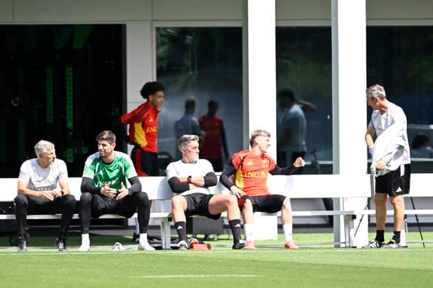 Belgian national football team - FIFA World Cup, WM, Weltmeisterschaft, Fussball 2026 - media activities 03 07 2026 RENTON, UNITED STATES OF AMERICA - JULY 03 : Courtois Thibaut goalkeeper of Belgium, Saelemaekers Alexis midfielder of Belgium pictured during a training session of the Belgian national football team during the FIFA World Cup 2026 on July 3, 2026 in Renton, United States of America, 03 07 2026 Renton United States of America  Copyright: xNicoxVereeckenx