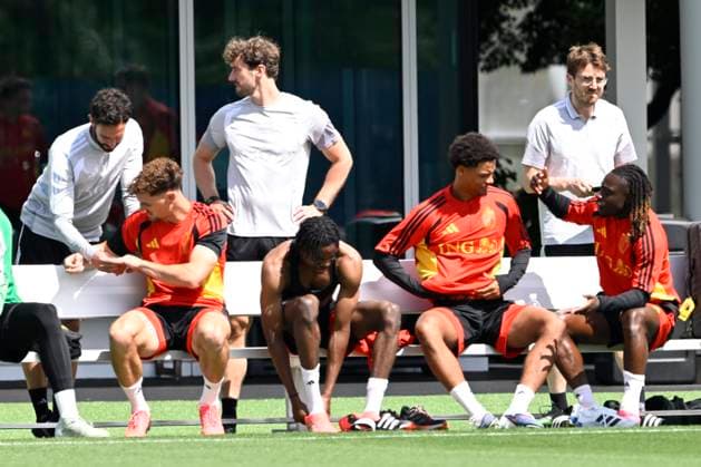 Belgian national football team - FIFA World Cup, WM, Weltmeisterschaft, Fussball 2026 - media activities 03 07 2026 RENTON, UNITED STATES OF AMERICA - JULY 03 : Meunier Thomas defender of Belgium De Winter Koni defender of Belgium, Doku Jeremy forward of Belgium, Ngoy Nathan of Belgium pictured during a training session of the Belgian national football team during the FIFA World Cup 2026 on July 3, 2026 in Renton, United States of America, 03 07 2026 Renton United States of America  Copyright: xNicoxVereeckenx