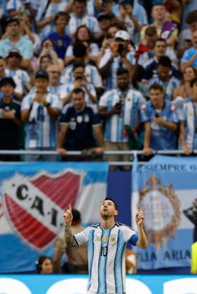Argentina s Lionel Messi celebrates a goal in a FIFA World Cup, WM, Weltmeisterschaft, Fussball 2026 match between Argentina and Cape Verde at Hard Rock Stadium in Miami, USA, 03 July 2026. FIFA World Cup 2026 - Round of 32 - Argentina vs Cape Verde !ACHTUNG: NUR REDAKTIONELLE NUTZUNG!  Copyright: xAlbertoxEstevezx AME7215 20260703-55020793868_1