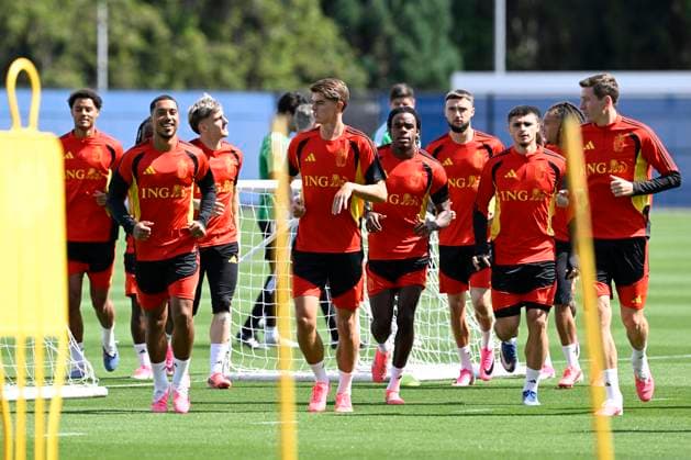 Belgian national football team - FIFA World Cup, WM, Weltmeisterschaft, Fussball 2026 - media activities 03 07 2026 RENTON, UNITED STATES OF AMERICA - JULY 03 : Vanaken Hans midfielder of Belgium, Tielemans Youri midfielder of Belgium, De Ketelaere Charles midfielder of Belgium, Ngoy Nathan of Belgium, Fernandez-Pardo Matias forward of Belgium pictured during a training session of the Belgian national football team during the FIFA World Cup 2026 on July 3, 2026 in Renton, United States of America, 03 07 2026 Renton United States of America  Copyright: xNicoxVereeckenx
