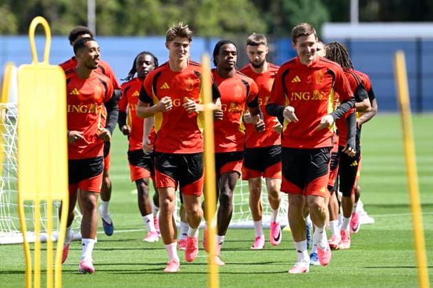 Belgian national football team - FIFA World Cup, WM, Weltmeisterschaft, Fussball 2026 - media activities 03 07 2026 RENTON, UNITED STATES OF AMERICA - JULY 03 : Tielemans Youri midfielder of Belgium, De Ketelaere Charles midfielder of Belgium, Vanaken Hans midfielder of Belgium, Ngoy Nathan of Belgium pictured during a training session of the Belgian national football team during the FIFA World Cup 2026 on July 3, 2026 in Renton, United States of America, 03 07 2026 Renton United States of America  Copyright: xNicoxVereeckenx