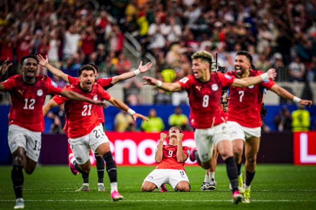 Hamza Abdelkarim of Egypt celebrates after winning a penalty shootout during the match between Australia and Egypt at the 2026 World Cup, held at Dallas Stadium in Dallas, United States. Richard Callis Fotoarena (Richard Callis SPP)  Copyright: xRichardxCallisx xSPPx spp-en-RiCa-2978507