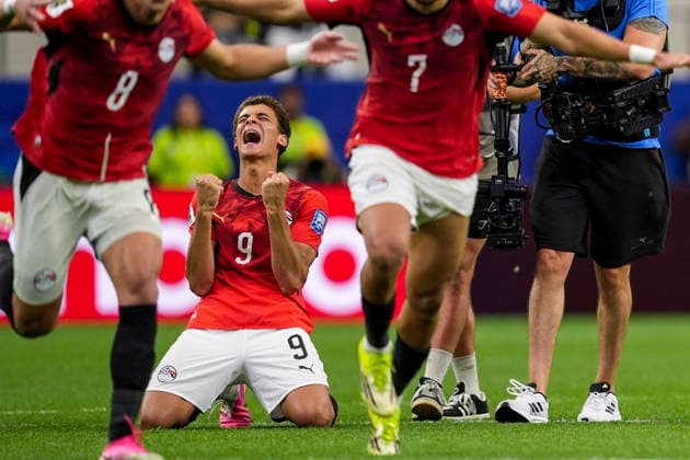 Hamza Abdelkarim of Egypt celebrates after winning a penalty shootout during the match between Australia and Egypt at the 2026 World Cup, held at Dallas Stadium in Dallas, United States. Richard Callis Fotoarena (Richard Callis SPP)  Copyright: xRichardxCallisx xSPPx spp-en-RiCa-2978506