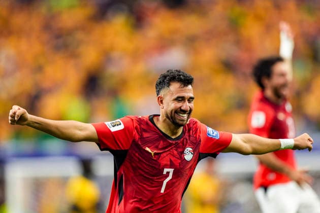 Egypt s Mahmoud Hassan Trezeguet celebrates after Egypt wins the match between Australia and Egypt at the 2026 World Cup, held at Dallas Stadium in Dallas, United States. Richard Callis Fotoarena (Richard Callis SPP)  Copyright: xRichardxCallisx xSPPx spp-en-RiCa-2978520