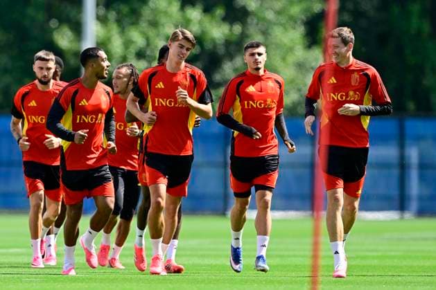 Belgian national football team - FIFA World Cup, WM, Weltmeisterschaft, Fussball 2026 - media activities 03 07 2026 RENTON, UNITED STATES OF AMERICA - JULY 03 : Tielemans Youri midfielder of Belgium, De Ketelaere Charles midfielder of Belgium, Vanaken Hans midfielder of Belgium pictured during a training session of the Belgian national football team during the FIFA World Cup 2026 on July 3, 2026 in Renton, United States of America, 03 07 2026 Renton United States of America  Copyright: xJanxDexMeuleneirx