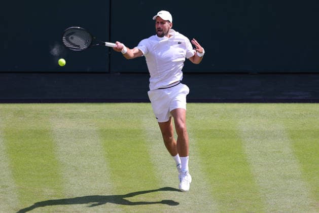 Novak Djokovic, SRB, during third round of 2026 All England Lawn Tennis Championships at Wimbledon, mens singles, London, 03 07 2026; - *** Novak Djokovic, SRB, during the third round of the 2026 All England Lawn Tennis Championships at Wimbledon, men s singles, London, July 3, 2026 