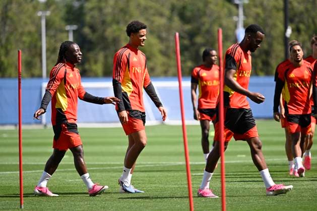 Belgian national football team - FIFA World Cup, WM, Weltmeisterschaft, Fussball 2026 - media activities 03 07 2026 RENTON, UNITED STATES OF AMERICA - JULY 03 : Doku Jeremy forward of Belgium, De Winter Koni defender of Belgium and Lukebakio Dodi forward of Belgium pictured during a training session of the Belgian national football team during the FIFA World Cup 2026 on July 3, 2026 in Renton, United States of America, 03 07 2026 Renton United States of America  Copyright: xNicoxVereeckenx