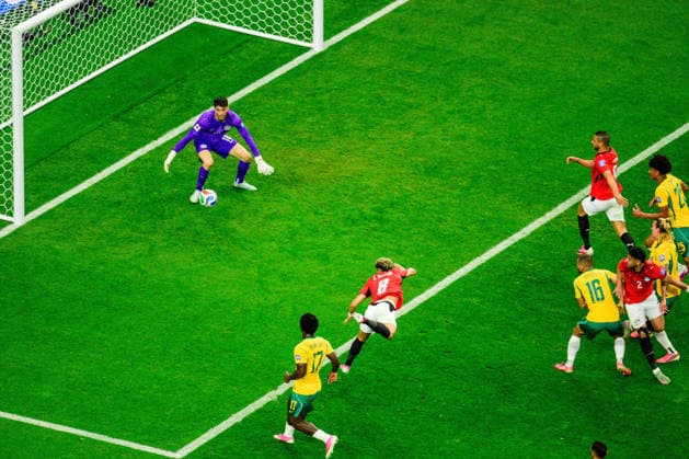 July 3, 2026, Arlington, Texas, USA: Egypt midfielder Emam Ashour (8) headers the ball towards goal scoring Egypt s first goal in the FIFA World Cup, WM, Weltmeisterschaft, Fussball 2026, round of 32 football match between Australia and Egypt on July 03, 2026. World Cup 2026: RD 32: Australia 1:1 Egypt  - ZUMAm348 20260703_znp_m348_019 Copyright: xLuisxRevillaxMatax