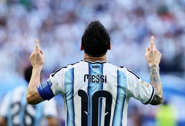 FIFA World Cup, WM, Weltmeisterschaft, Fussball 2026 - Round of 32 - Argentina vs Cape Verde epaselect Lionel Messi of Argentina celebrates scoring the opening goal during the FIFA World Cup 2026 Round of 32 match Argentina against Cape Verde, in Miami, USA, 03 July 2026. MIAMI United States  Copyright: xRONALDxWITTEKx