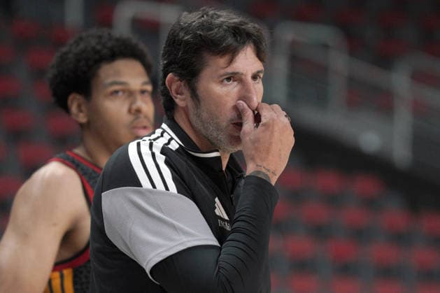 Basketball, Israel, Germany, RÄ«ga, Latvia, 03.07.2026, basketball Head coach of Germany Alex Mumbru reacts during FIBA 2027 World Cup European qualifiers Group A game between Israel and Germany national basketball teams In Riga, Latvia, 03.07.2026. Photo: Roman Koksarov (RKF) RÄ«ga Latvia Copyright: xRomanxKoksarovx basketISR-GER20260703rk612.JPG