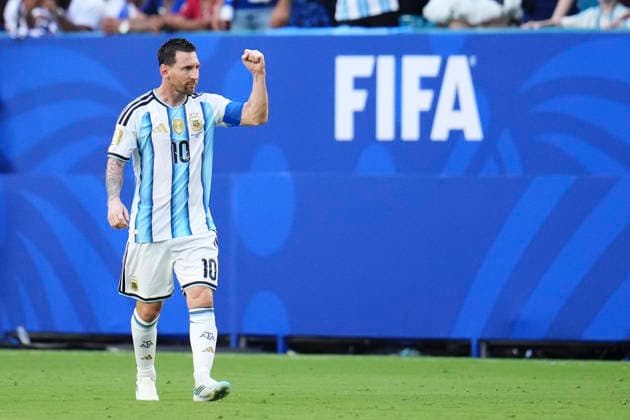Argentina v Cabo Verde: Round of 32 - FIFA World Cup, WM, Weltmeisterschaft, Fussball 2026 Lionel Messi of Argentina celebrates after scoring his team s first goal during the FIFA World Cup 2026 Round Of 32 match between Argentina and Cabo Verde at Miami Stadium on July 3, 2026 in Miami Gardens, United States. Miami Gardens FL United States  Copyright: xJosexBretonx originalFilename:bretonhernandez-argentin260703_npqgx.jpg