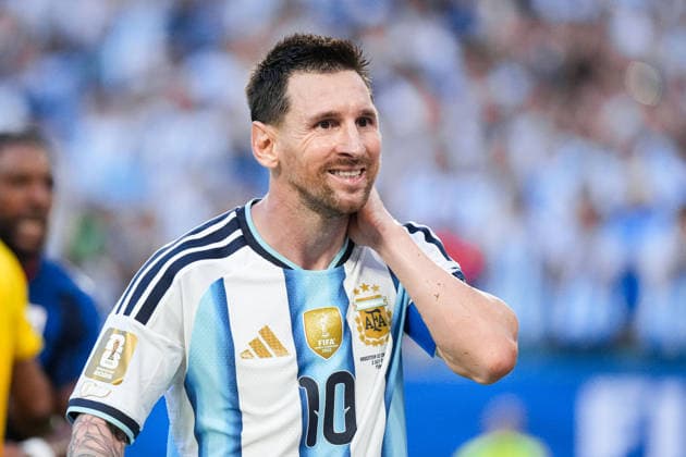Lionel Messi of Argentina gestures during a FIFA Men’s World Cup 2026 round of 32 football match between Argentina and Cape Verde at Miami Stadium, in Miami Gardens July 03 2026 (Photo by Alexandra Fechete SPP)  Copyright: xAlexandraxFechete SPPx Sportspressphoto_SPR184384