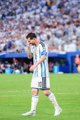 Lionel Messi of Argentina gestures during a FIFA Men’s World Cup 2026 round of 32 football match between Argentina and Cape Verde at Miami Stadium, in Miami Gardens July 03 2026 (Photo by Alexandra Fechete SPP)  Copyright: xAlexandraxFechete SPPx Sportspressphoto_SPR184419