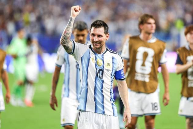 RECORD DATE NOT STATED FIFA World Cup, WM, Weltmeisterschaft, Fussball 2026 - Round of 32 - Argentina v Cape Verde Messi celebrates after Argentina s 3 2 victory over Cape Verde after the FIFA World Cup 2026 Round of 32 match at Miami Stadium, in Florida, United States, on Friday, July 03, 2026.(Foto: Vanessa Carvalho Brazil Photo Press IMAGO) Sports Copyright: xVanessaxCarvalhox