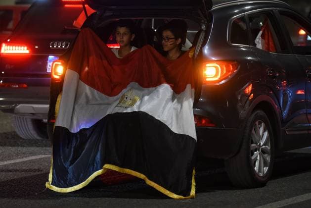 Egypt Fans Celebrate World Cup Victory Over Australia Cairo, EGYPT JULY 3, 2026: Egyptian fans celebrate at a fan zone in Egypt™s New Administrative Capital after the national team, Nationalteam defeated Australia in the FIFA World Cup, WM, Weltmeisterschaft, Fussball 2026 Round of 32. Cairo Egypt Copyright: x xMahmoudxAhmedxabdxelghanyx xJNAxPressx