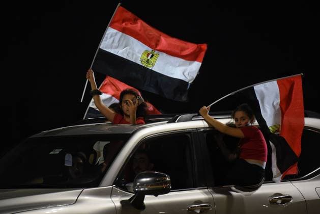 Egypt Fans Celebrate World Cup Victory Over Australia Cairo, EGYPT JULY 3, 2026: Egyptian fans celebrate at a fan zone in Egypt™s New Administrative Capital after the national team, Nationalteam defeated Australia in the FIFA World Cup, WM, Weltmeisterschaft, Fussball 2026 Round of 32. Cairo Egypt Copyright: x xMahmoudxAhmedxabdxelghanyx xJNAxPressx