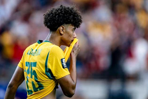 DALLAS - Lucas Herrington of Australia during the 2026 World Cup match between Australia and Egypt at Dallas Stadium on July 3, 2026, in Dallas, United States. (Photo by Stefan Koops EYE4IMAGES DeFodi Images) - *** DALLAS: Lucas Herrington of Australia during the 2026 World Cup match between Australia and Egypt at Dallas Stadium on July 3, 2026, in Dallas, United States. Photo by Stefan Koops, EYE4IMAGES, DeFodi Images