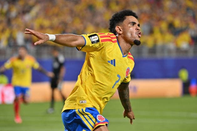 FIFA World Cup, WM, Weltmeisterschaft, Fussball 2026 - Round of 32 - Colombia vs Ghana Luis Diaz of Colombia celebrates a goal that was later disallowed due to the offside rule during the FIFA World Cup 2026 Round of 32 match Colombia against Ghana, in Kansas City, Missouri, USA, 03 July 2026. KANSAS CITY United States  Copyright: xAMYxKONTRASx
