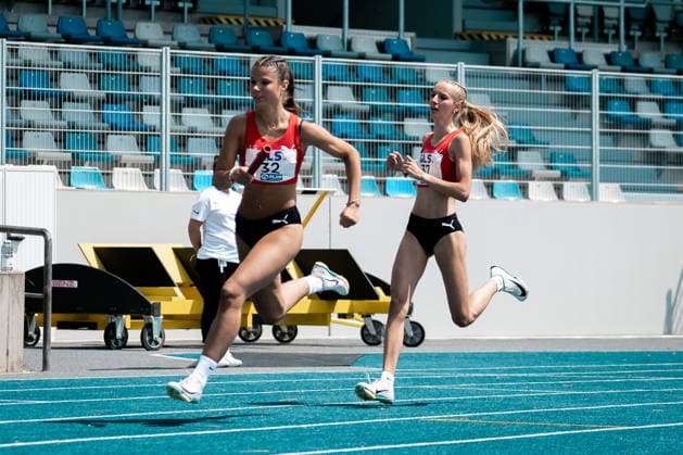 Elmer Nea (LG Region Karlsruhe, 32, 4x100m Staffel Frauen), Wieland Lilly (LG Region Karlsruhe, 37, 4x100m Staffel Frauen), GER, Leichtathletik, Athletics, Deutsche Meisterschaften U18 U23, Wattenscheid, 03.07.2026, GER, Leichtathletik, Athletics, Deutsche Meisterschaften U18 U23, Wattenscheid, 03.07.2026 Wattenscheid *** Elmer Nea, LG Region Karlsruhe, 32, Women’s 4x100m Relay; Wieland Lilly, LG Region Karlsruhe, 37, Women’s 4x100m Relay; GER, Track and Field, Athletics, German U18 and U23 Championships, Wattenscheid, July 3, 2026, GER, Track and Field, Athletics, German U18 and U23 Championships, Wattenscheid, July 3, 2026, Wattenscheid Copyright: xStefanxMayerx EP_SMR