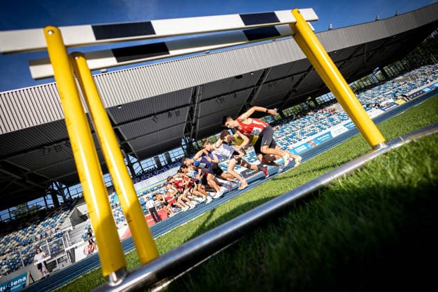 Deutsche Meisterschaften U23 U18; Bochum-Wattenscheid, 03.07.2026 Impression: Start zum 3000m-Hindernis-Finale der Junioren U23; Deutsche Meisterschaften U23 U18 am 03.07.2026 im Lohrheidestadion in Bochum-Wattenscheid (Nordrhein-Westfalen). *** German U23 and U18 Championships, Bochum Wattenscheid, July 3, 2026: A glimpse of the start of the 3,000-meter steeplechase final for the U23 juniors at the German U23 and U18 Championships on July 3, 2026, at the Lohrheidestadion in Bochum-Wattenscheid, North Rhine-Westphalia Copyright: xBEAUTIFULxSPORTS R.xSchmittx