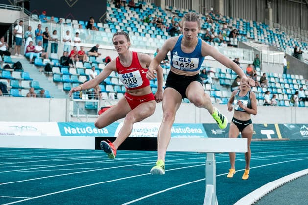 Budde Adia (LAV Stadtwerke Tuebingen, 1628, 3000m Hindernis Frauen), Lindner Jule (LG Bamberg, 288, 3000m Hindernis Frauen), GER, Leichtathletik, Athletics, Deutsche Meisterschaften U18 U23, Wattenscheid, 03.07.2026, GER, Leichtathletik, Athletics, Deutsche Meisterschaften U18 U23, Wattenscheid, 03.07.2026 Wattenscheid *** Budde Adia, LAV Stadtwerke Tübingen, 1628, Women s 3000m Steepchase, Lindner Jule, LG Bamberg, 288, Women s 3000m Steepchase, GER, Track and Field, Athletics, German U18 and U23 Championships, Wattenscheid, July 3, 2026, GER, Track and Field, Athletics, German Championships U18 U23, Wattenscheid, July 3, 2026, Wattenscheid Copyright: xStefanxMayerx EP_SMR