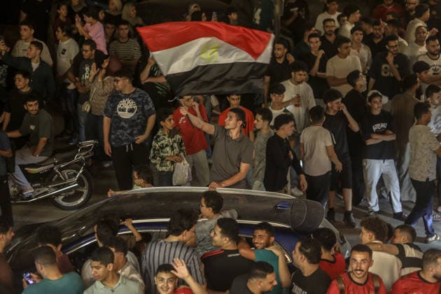 Egyptians celebrate historic advance to World Cup Round of 16 in Cairo CAIRO, EGYPT - JULY 4: Egyptian fans take to the streets to celebrate their national team, Nationalteam s historic victory over Australia to advance to the Round of 16 in the 2026 FIFA World Cup, WM, Weltmeisterschaft, Fussball in Cairo, Egypt, on July 4, 2026. Nationwide celebrations erupted across the country after the Egyptian National Football Team defeated Australia 4-2 on penalties in the Round of 32, reaching this stage for the first time in their history. Supporters gathered in various cities, particularly in the capital Cairo, chanting slogans and carrying flags to mark the historic achievement. Mohamed Elshahed Anadolu Cairo Egypt. Editorial use only. Please get in touch for any other usage.  Copyright: x2026xAnadoluxMohamedxElshahedx