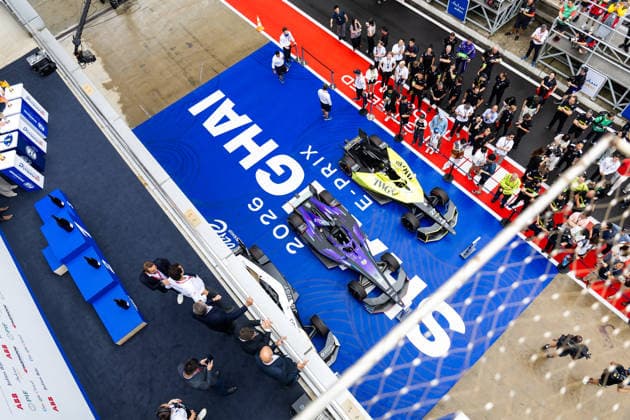 2026 FORMULA E SHANGHAI ePRIX podium, portrait, during the Shanghai ePrix, 12th and 13th round of the 2025-26 ABB FIA Formula E World Championship, WM, Weltmeisterschaft on the Shanghai International Circuit from July 3 to 5, 2026 in Shanghai, China - ShanghaiChina  Copyright: xDamienxDoumerguex