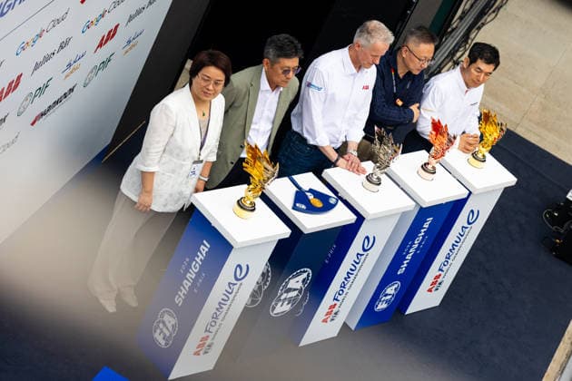 2026 FORMULA E SHANGHAI ePRIX podium, portrait, during the Shanghai ePrix, 12th and 13th round of the 2025-26 ABB FIA Formula E World Championship, WM, Weltmeisterschaft on the Shanghai International Circuit from July 3 to 5, 2026 in Shanghai, China - ShanghaiChina  Copyright: xDamienxDoumerguex