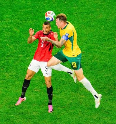 July 3, 2026, Arlington, Texas, USA: Australia defender HARRY SOUTTAR (19) and Egypt defender RAMY RABIA (5) attempts to header the ball in the FIFA World Cup, WM, Weltmeisterschaft, Fussball 2026, round of 32 football match between Australia and Egypt. Arlington USA - ZUMAm348 20260703_spo_m348_047 Copyright: xLuisxRevillaxMatax