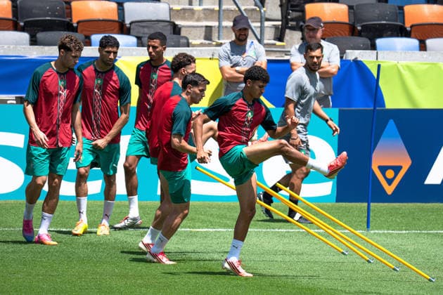 (260704) -- HOUSTON, July 4, 2026 -- Players of Morocco attend a training session ahead of the round of 16 match between Canada and Morocco at the 2026 FIFA World Cup, WM, Weltmeisterschaft, Fussball in Houston, the United States, July 3, 2026. ) (SP)U.S.-HOUSTON-FOOTBALL-FIFA WORLD CUP-TRAINING-MOROCCO XiaoxYijiu 